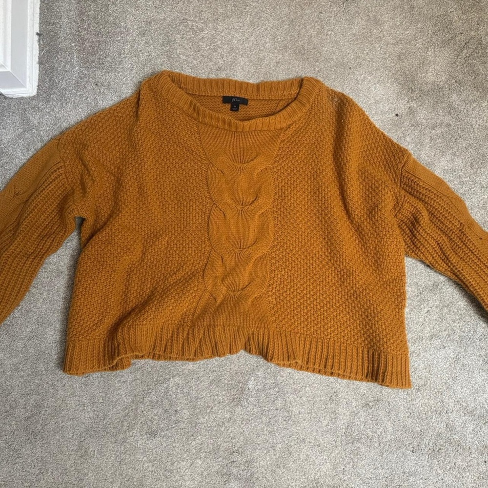 J. Crew Cable Knit Sweater in Orange
